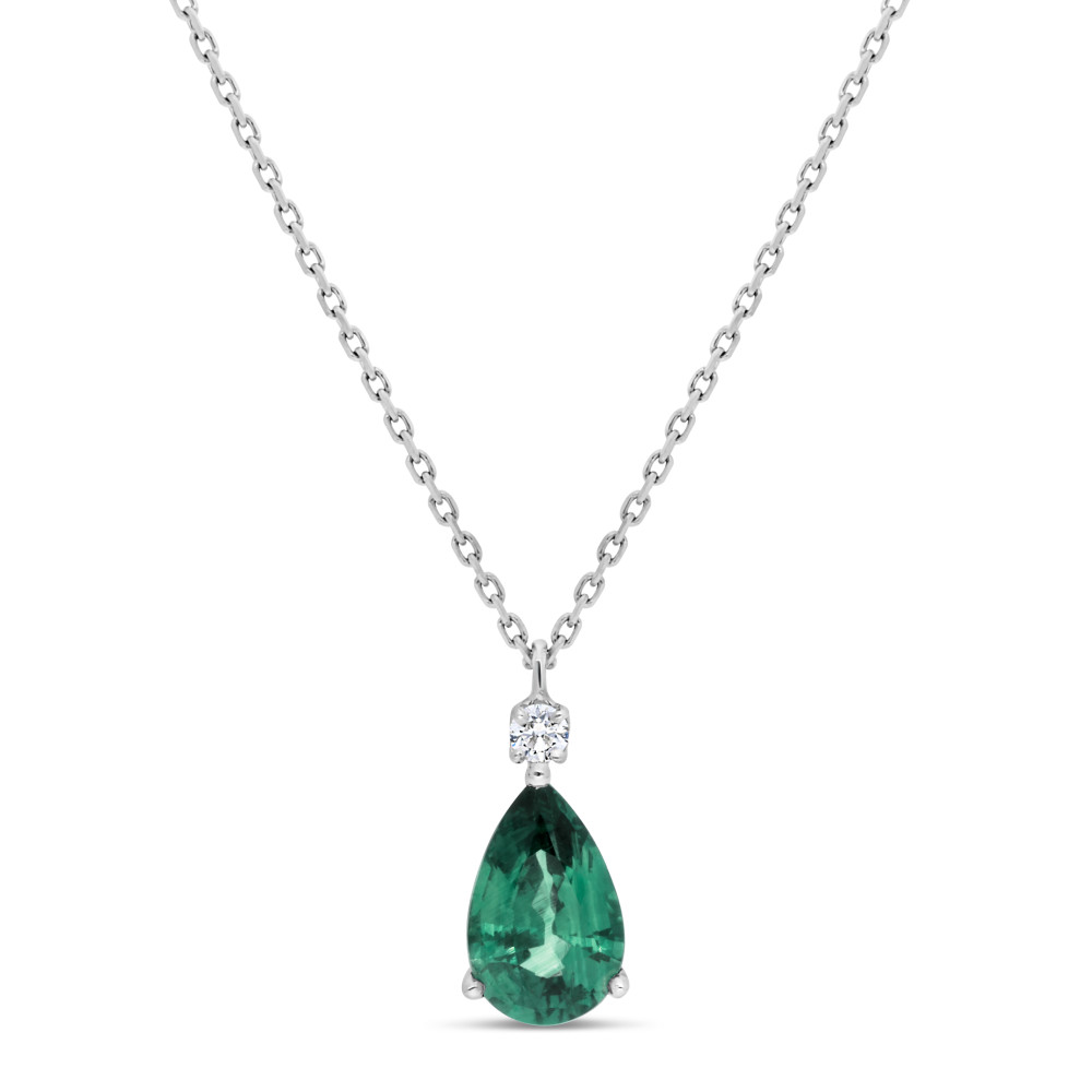 Parure De Bijoux Dolly-Bijoux - Goutte Pavée émeraude, Plaqué Or 18K 5 Microns, Boucles Et Collier