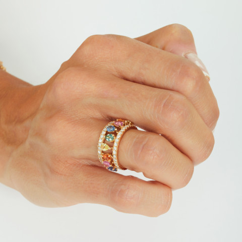 Bague Océane rainbow en or 18 carats, sur mesure.