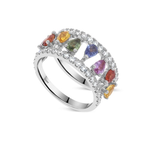 Bague Océane rainbow en or 18 carats, sur mesure.