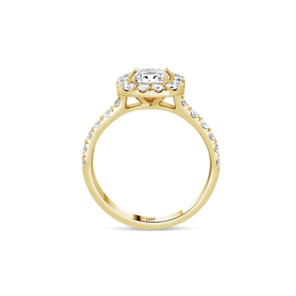 Bague De Fiançailles En Or Jaune 14 Carats - Pierre De Lune Véritable Certifiée AGI - Forme Coussin - Création Artisanale Dhruvik